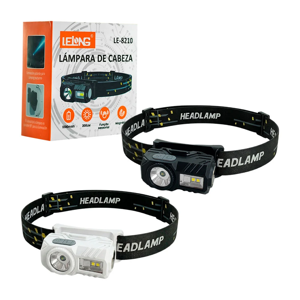Lámpara tipo minero con base magnetica, varios modos de luz + banda a…