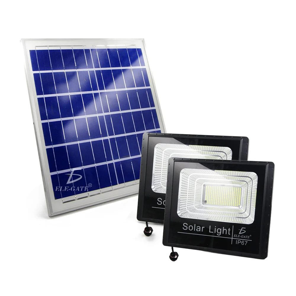 Set de 2 reflectores de 300w con panel solar para exterior + control …