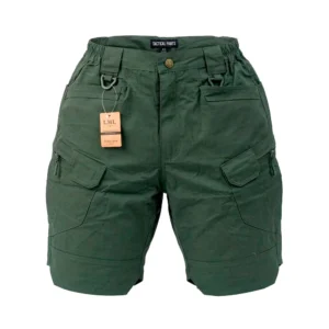 Short táctico 9f9 liso verde militar con 10 bolsillos, variedad de ta…