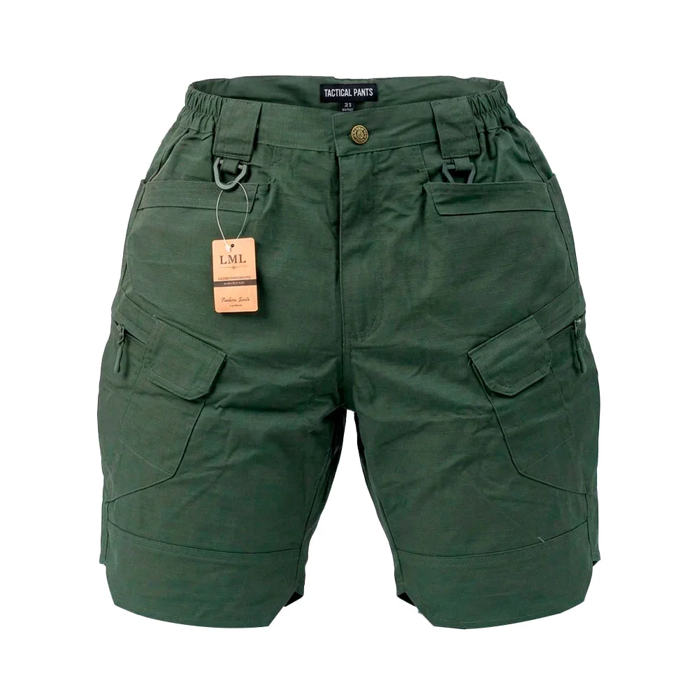 Short táctico 9f9 liso verde militar con 10 bolsillos, variedad de ta…