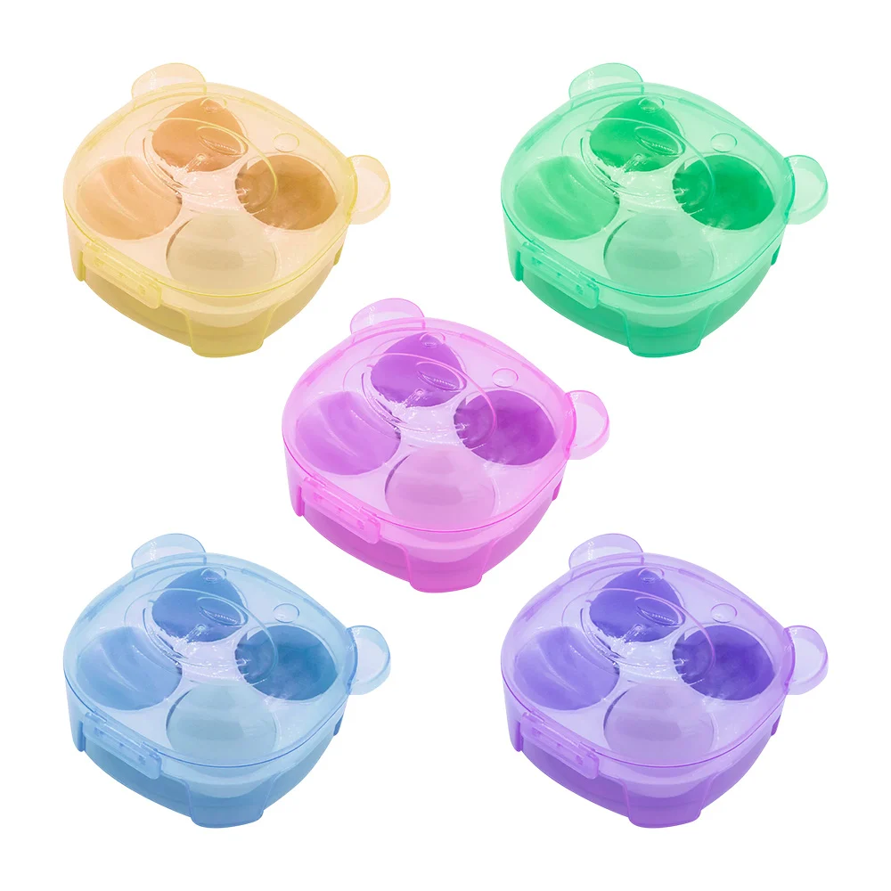 Estuche de plástico en forma de oso con 4 esponjas aplicadoras de maq…