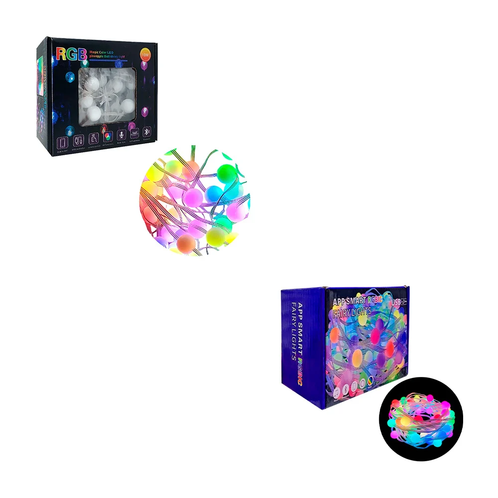 Serie usb de luz rgb con focos led en forma de esferas pequeñas blanc…