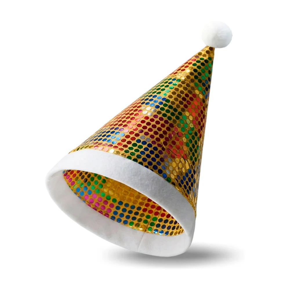 1pza Gorro navideño con lunares multicolor y punta de pompón, varieda…