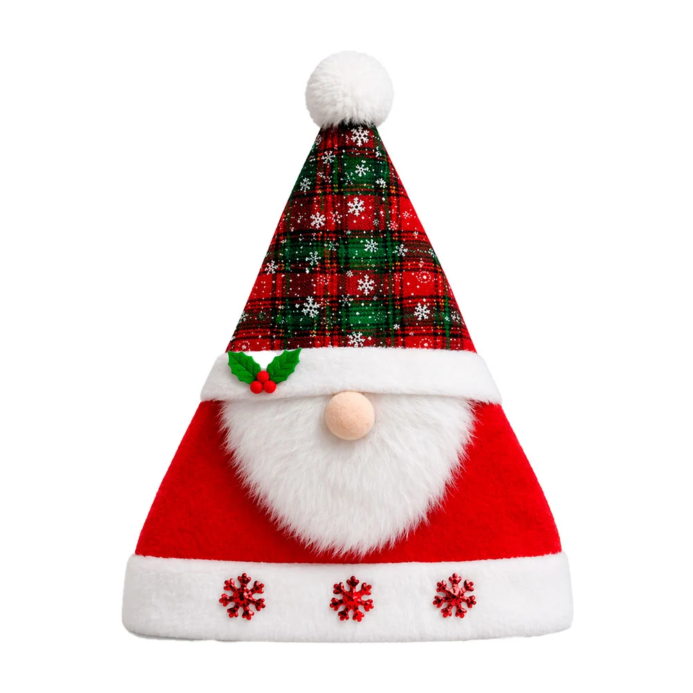 1pza Gorro decorativo navideño con pompón y barba de santa claus / lu…