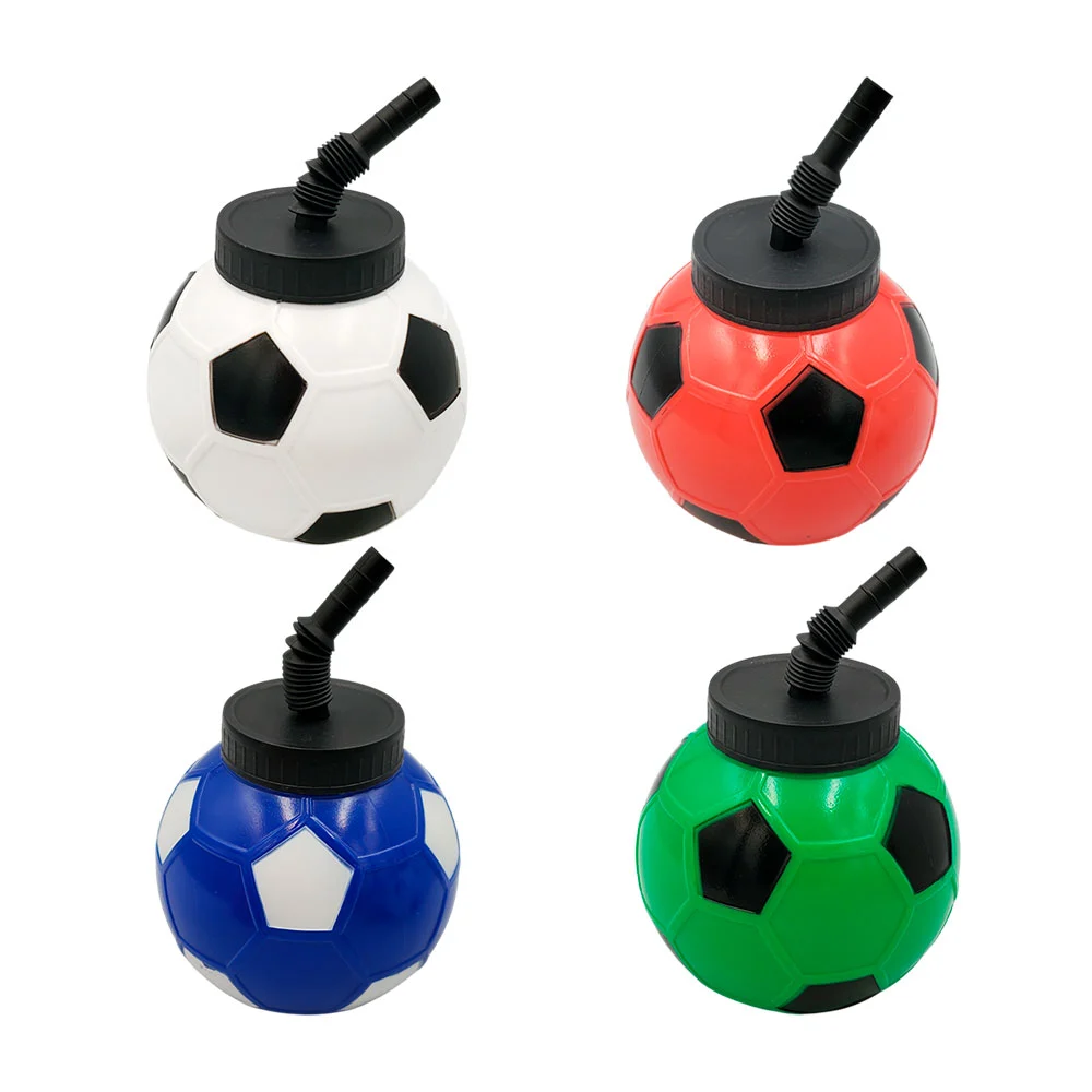 Botella pequeña en forma de balón + popote flexible, variedad de colo…
