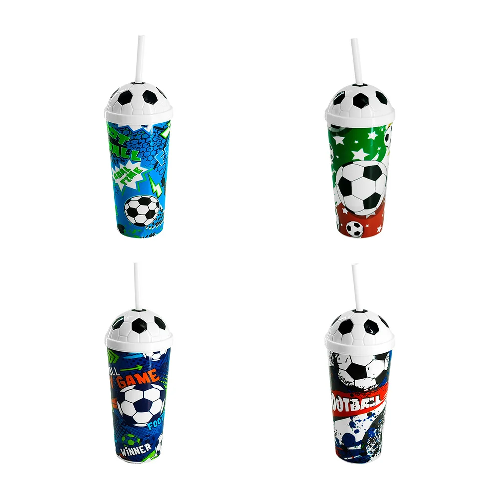 Vaso de plástico de 400ml y tapa diseño de balón + popote, variedad d…