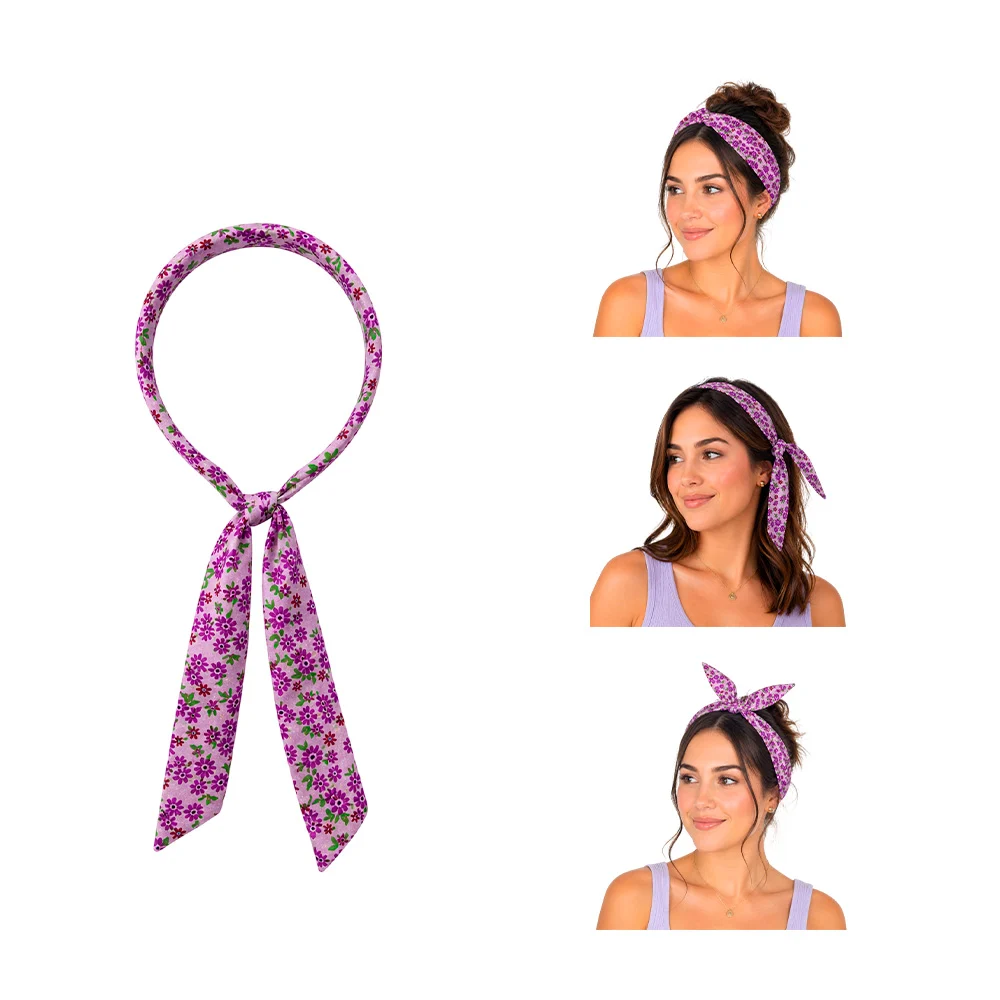 1pza Diadema de tela con listón y diseño de flores para el cabello, v…