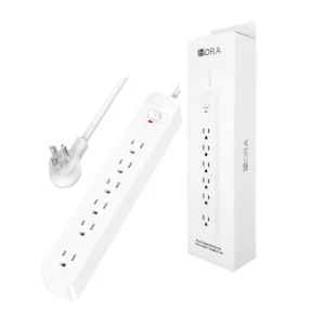 Barra multicontacto con cable de 1 metro y 6 tomacorrientes con inter…