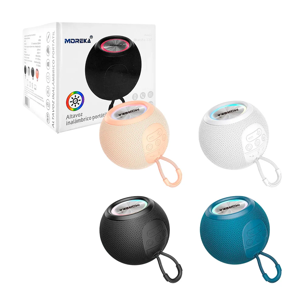 Bocina esférica moreka bluetooth con mini correa y ranuras para sd y …