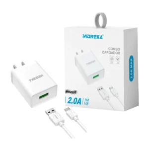 Combo cargador moreka 2.0a de 1 metro para entrada v8 / mr2610