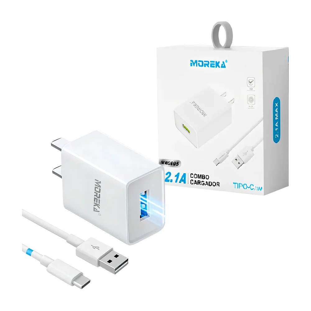 Combo cargador moreka 2.1a de 1 metro con entrada tipo-c / mr2805