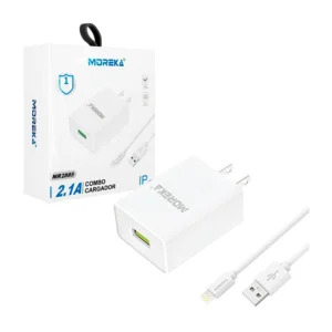Combo cargador moreka 2.1a de 1 metro con entrada tipo lightning ipho…