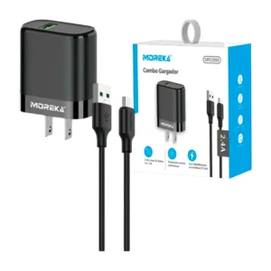 Combo moreka cubo cargador con puerto usb + cable usba a tipo v8 de 1…