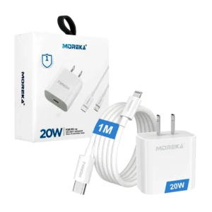 Combo cargador moreka con cable de 1metro entrada tipo-c a lightning …