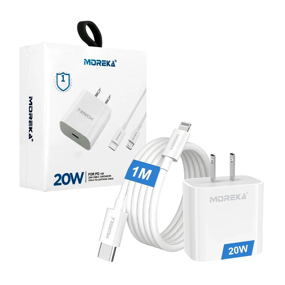 Combo cargador moreka con cable de 1metro entrada tipo-c a lightning …