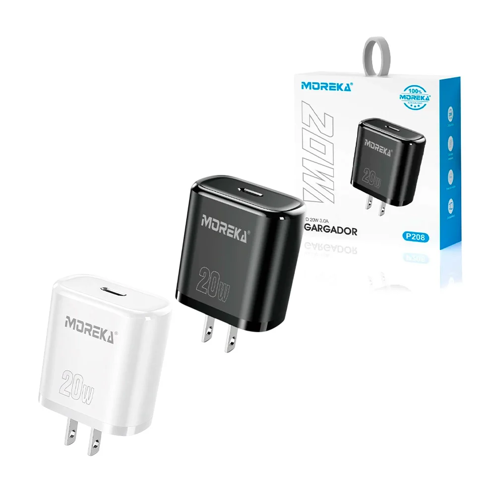 Cubo cargador moreka con entrada usb-c y carga rápida de 20w a 3.0a /…