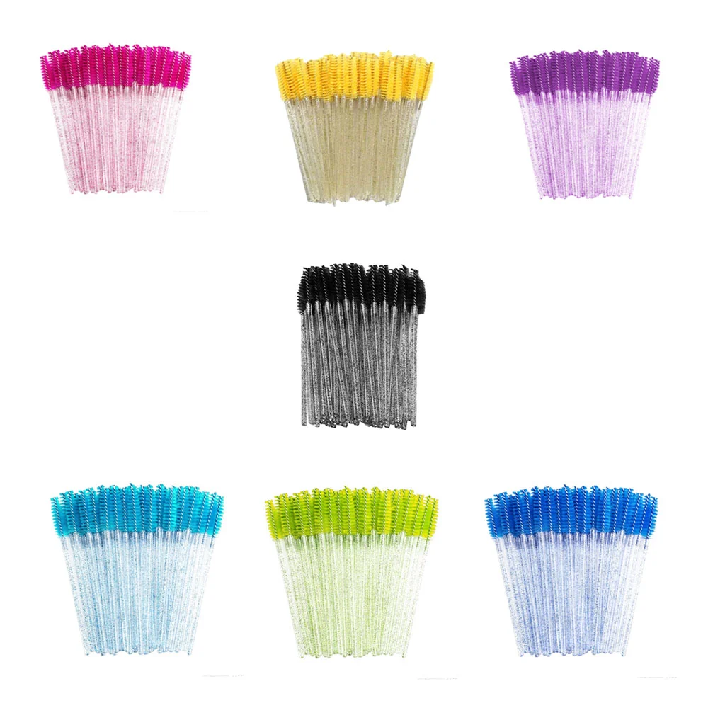 Paquete de 50 mini cepillos con efecto glitter para extensión de pest…