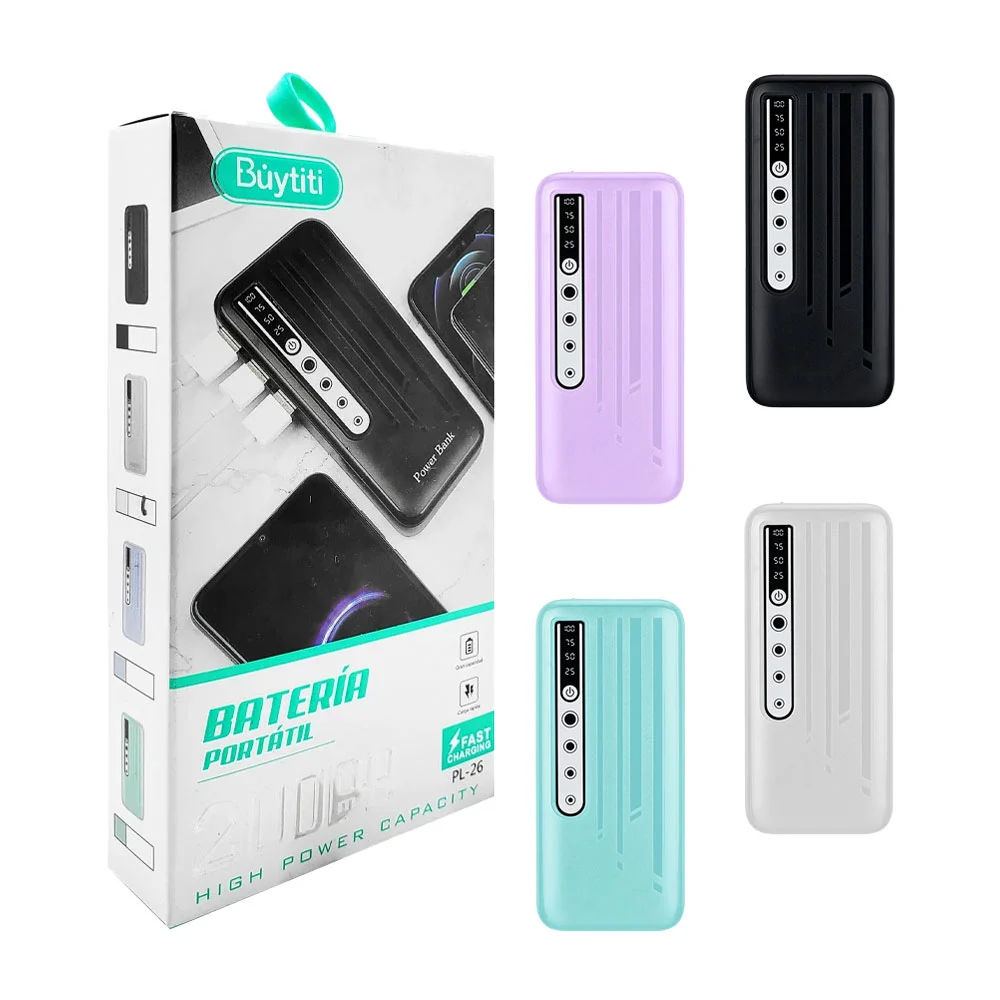Power bank / batería portátil buytiti con 3 puertos usb, 20000mah, va…