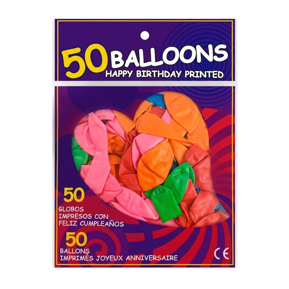 Paquete con 50 mini globos de latex en tonos metálicos / happy birthd…