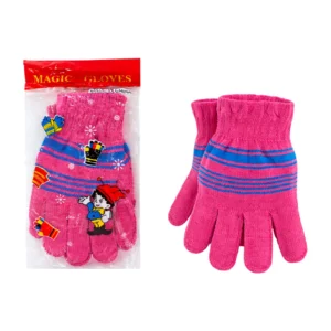 Par de guantes infantiles afelpados de tejido con rayas magic gloves,…