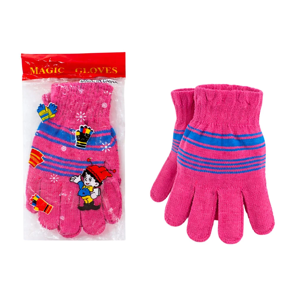 Par de guantes infantiles afelpados de tejido con rayas magic gloves,…