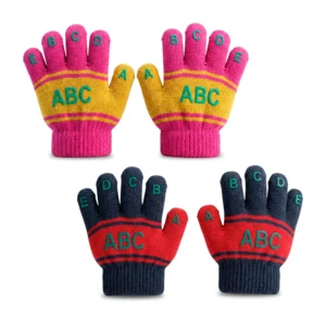 Par guantes infantiles pequeños abc afelpados de tejido diseño de abc…