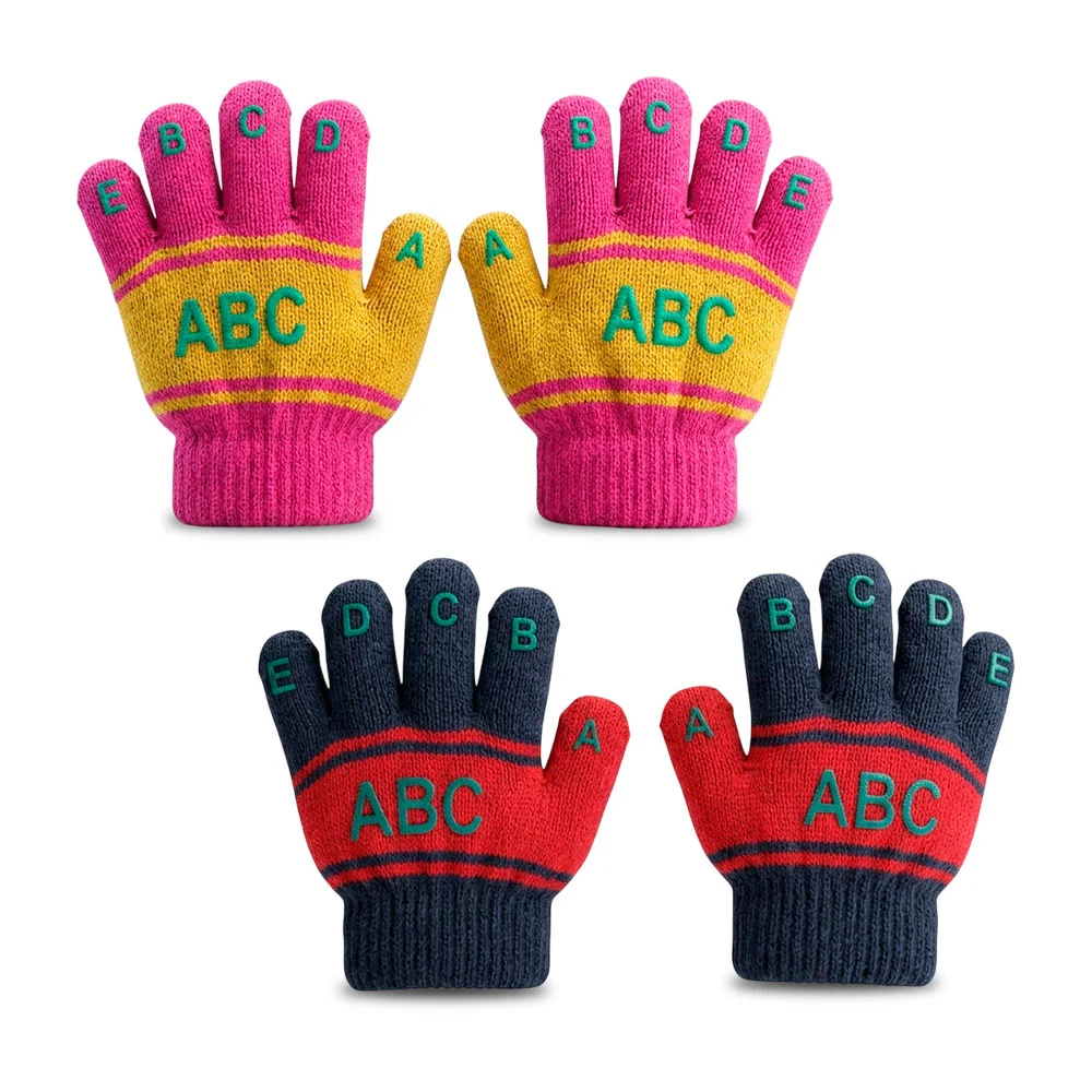 Par guantes infantiles pequeños abc afelpados de tejido diseño de abc…