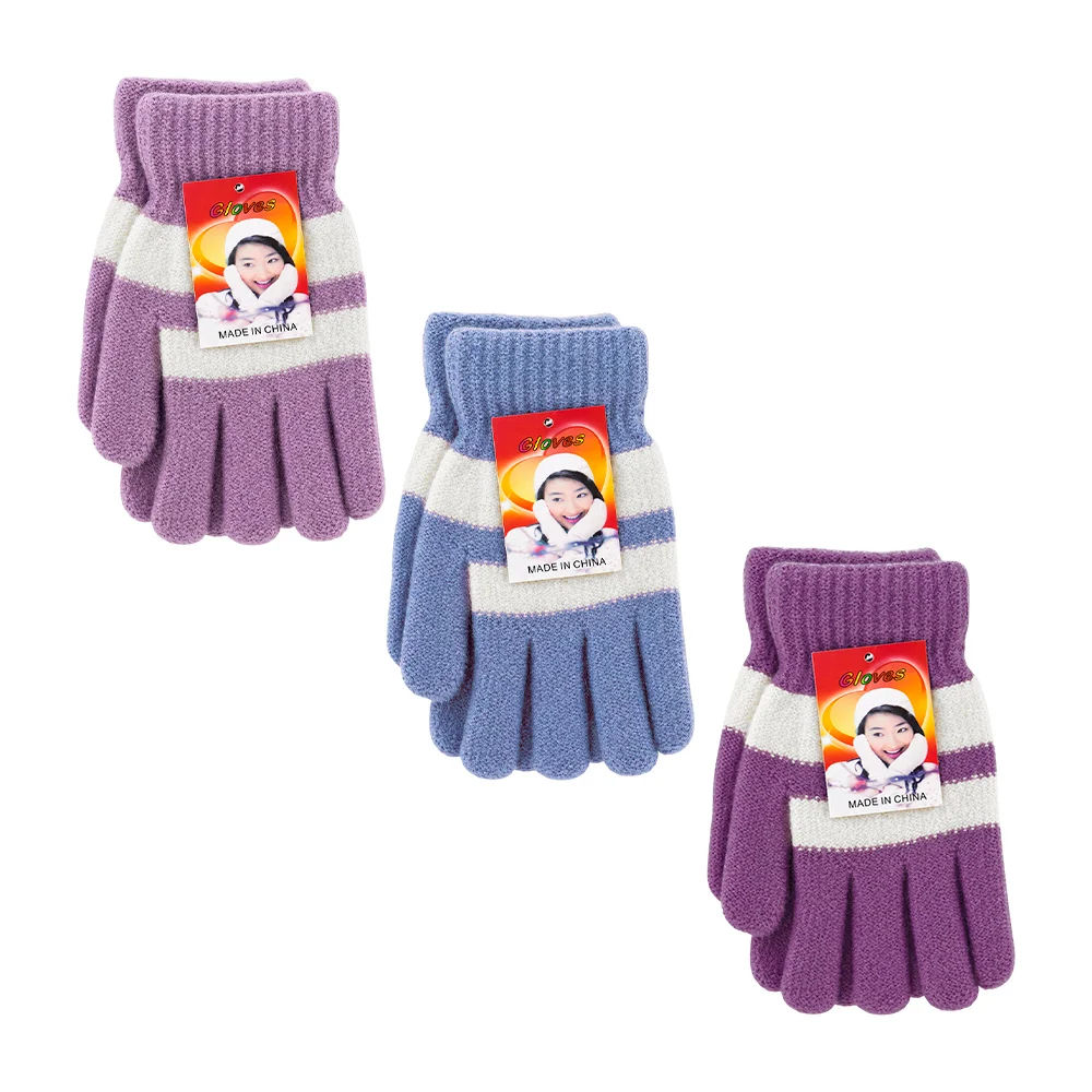 Par de guantes afelpados de tejido gloves con diseño de rayas, varied…