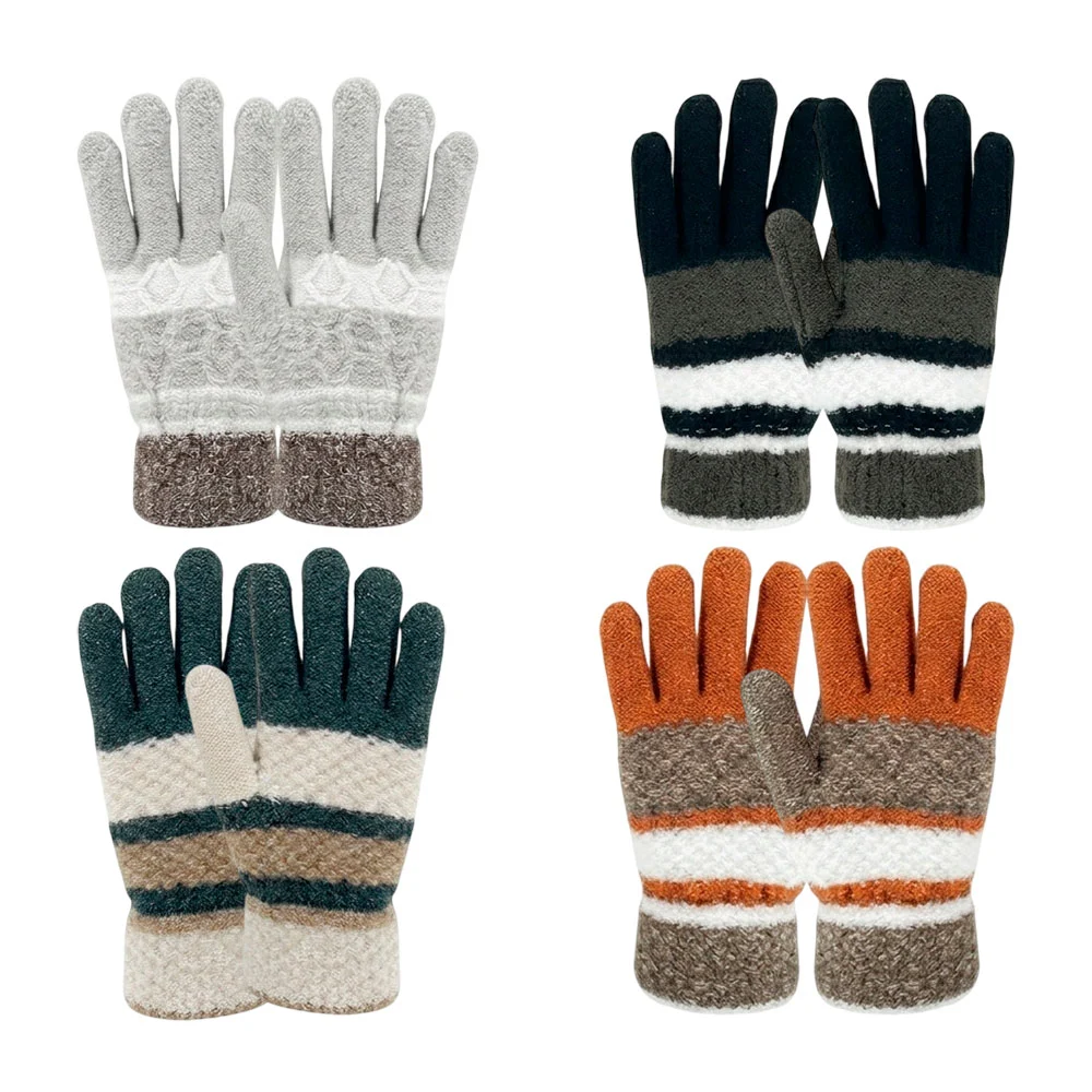 Par de guantes afelpados con diseño de líneas horizontales, variedad …
