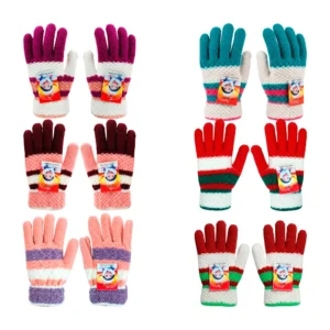 Par de guantes afelpados tipo tejidos tricolor, variedad de colores /…