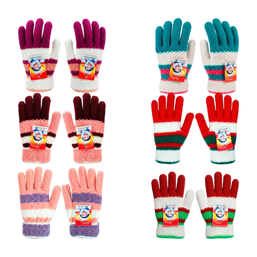 Par de guantes afelpados tipo tejidos tricolor, variedad de colores /…