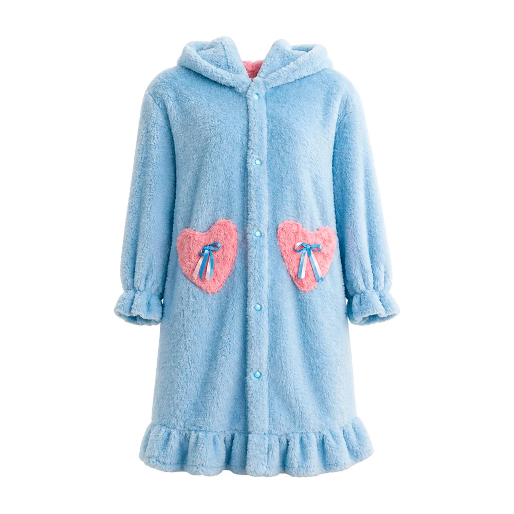 Pijama camisón afelpado de botones para adulto con bolsillos diseño d…