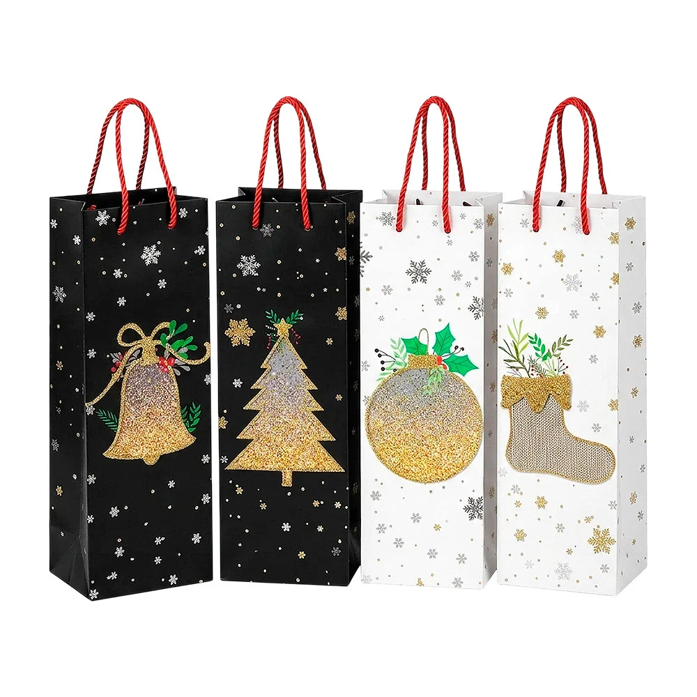 1pza Bolsa de regalo alargada para botellas con diseño estampado navi…