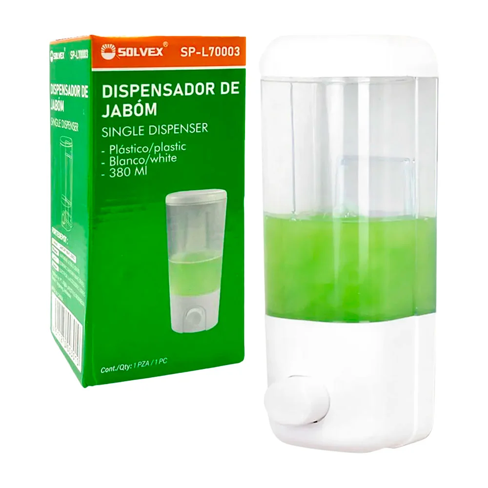 Dispensador solvex de plástico con capacidad 380ml para jabón líquido…