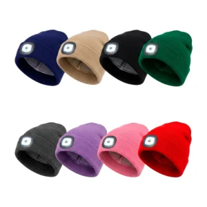 1pza Gorro tejido grande con diseño liso y lámpara linterna, variedad…