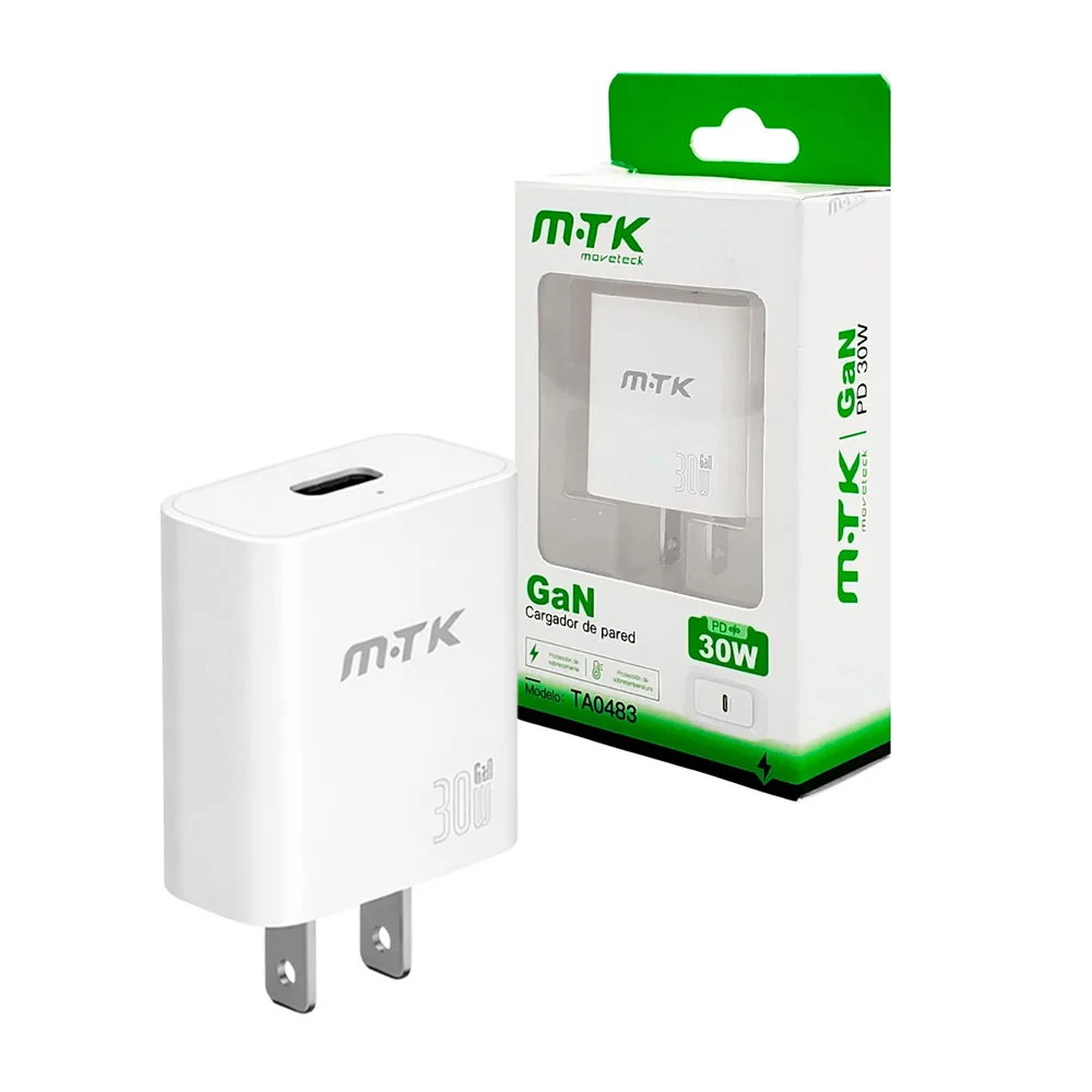 Cubo cargador, entrada tipo c, mkt carga rápida de 30w / ta0483