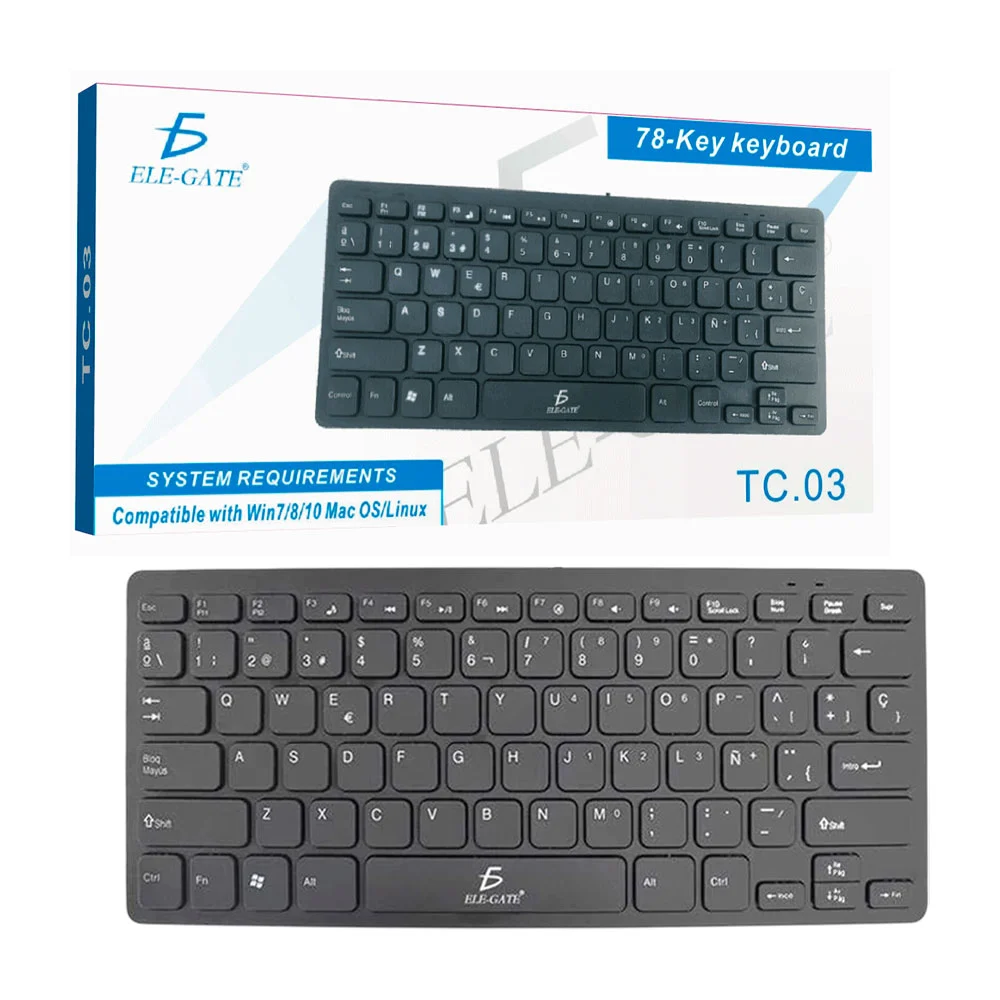 Mini teclado usb alambrico 78 teclas Español