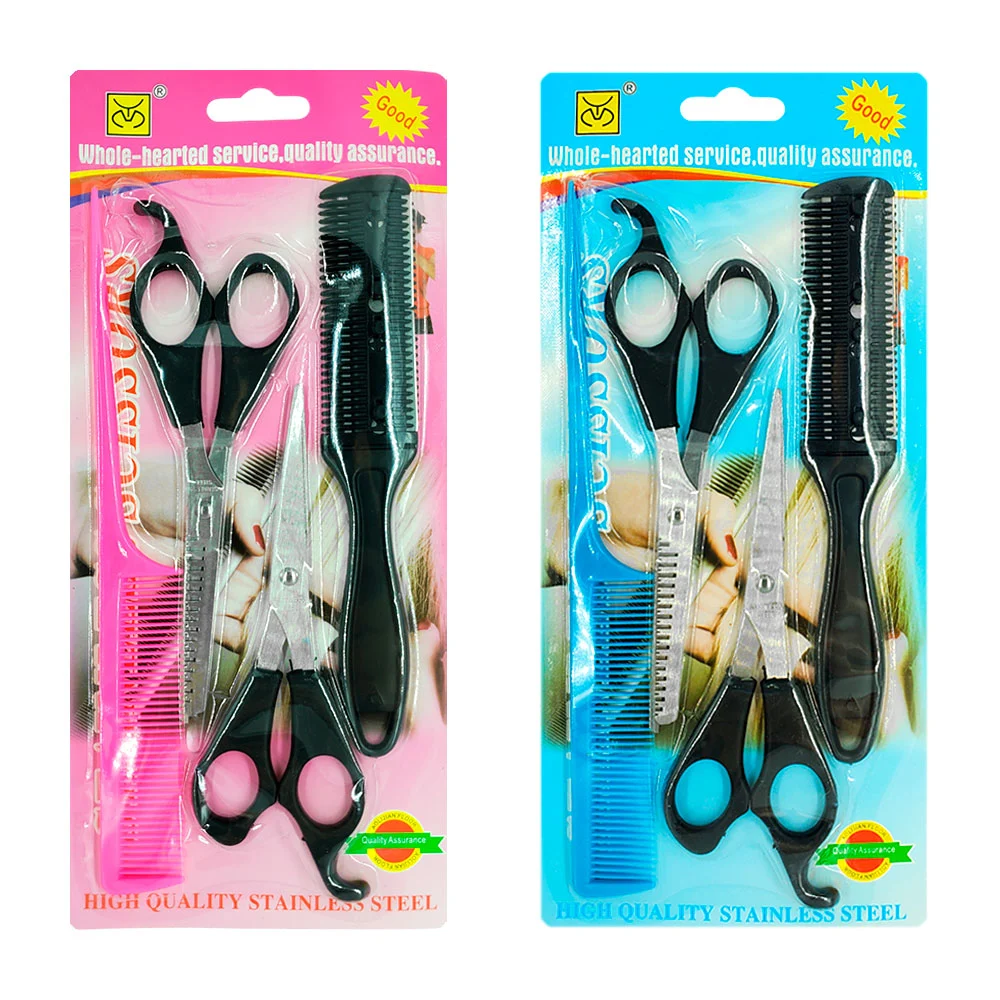 Kit de peluquería con 2 tijeras, 1 peine y un peine con navaja, varie…