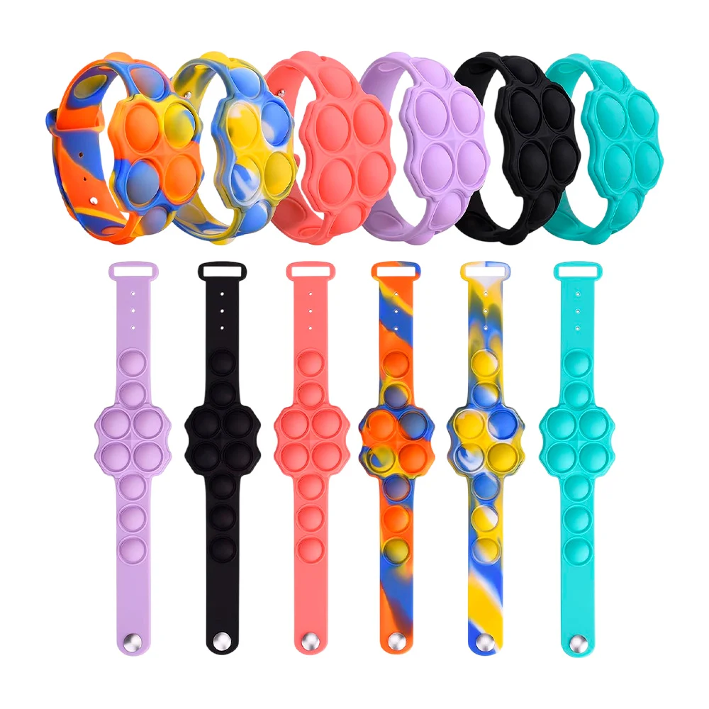 Pulsera cuadrada infantil de plástico tipo pop it antiestrés, varieda…