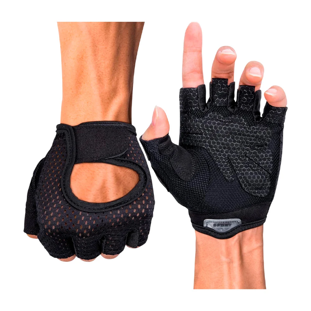 Par de guantes cortos sin dedos ajustables de licra con velcro para h…