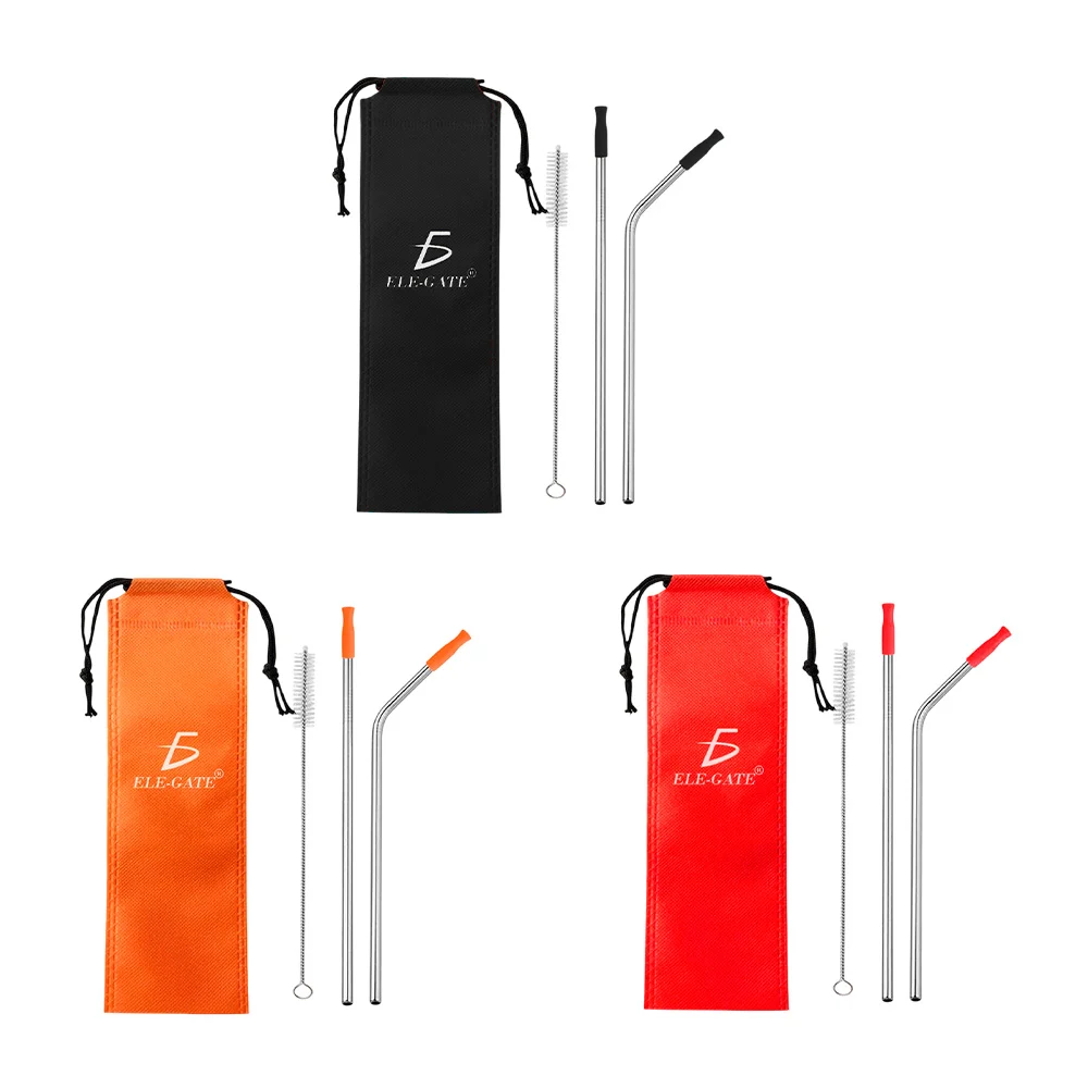 Set con estuche 2 popotes de 21 cm y 1 cepillo de acero inoxidable, v…