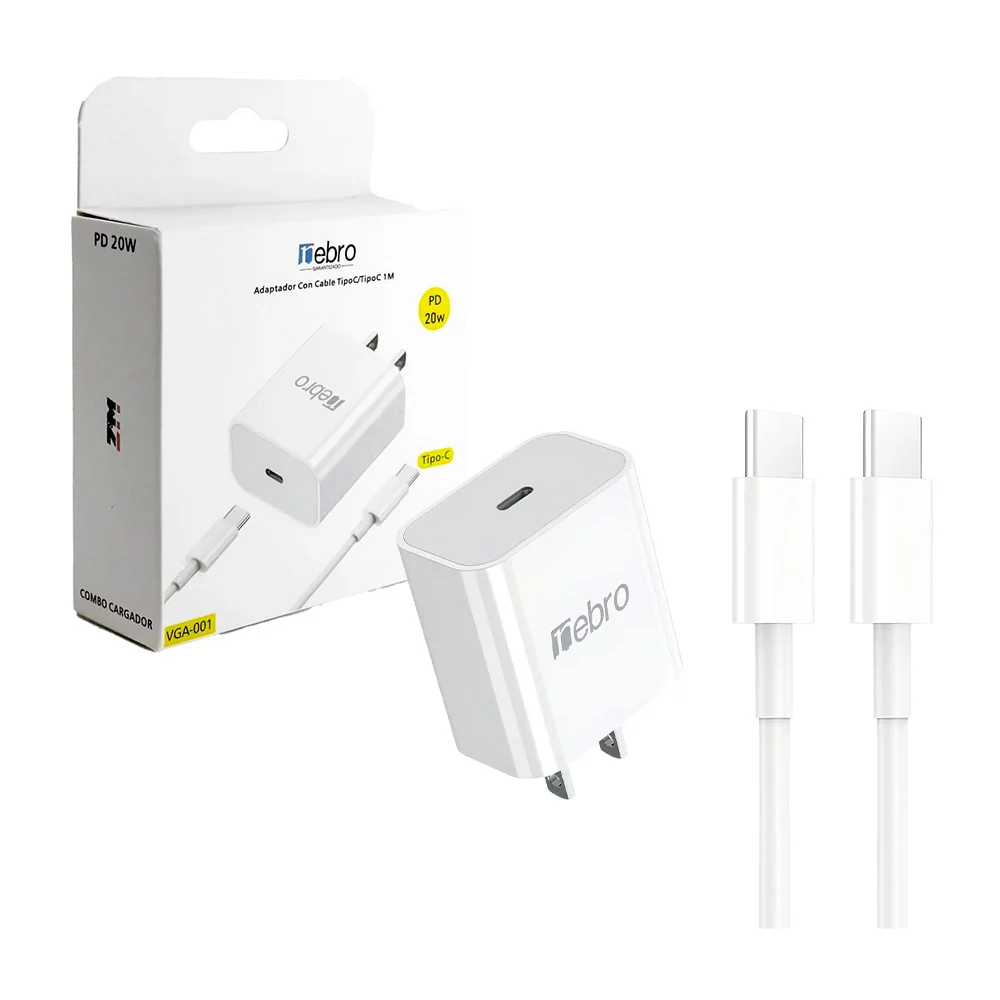 Combo cargador con cable entrada tipo c a tipo c de 1 metro / nebro /…