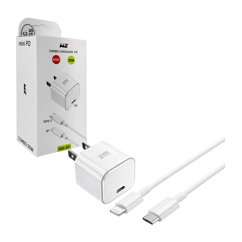 Combo cargador con entrada lightning iphone y cubo con puerto usb-c d…