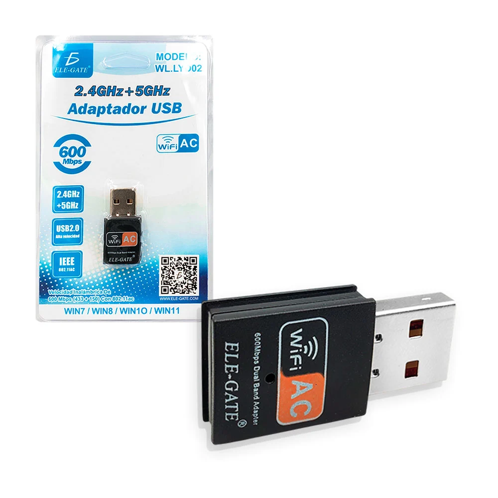 Adaptador nano usb wifi, velocidad inalámbrica de 600mbps, 2.4ghz y 5…