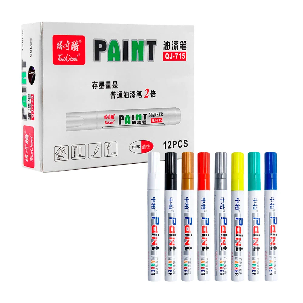 Caja con 12 marcadores plumones touch de colores / paint / qj-715