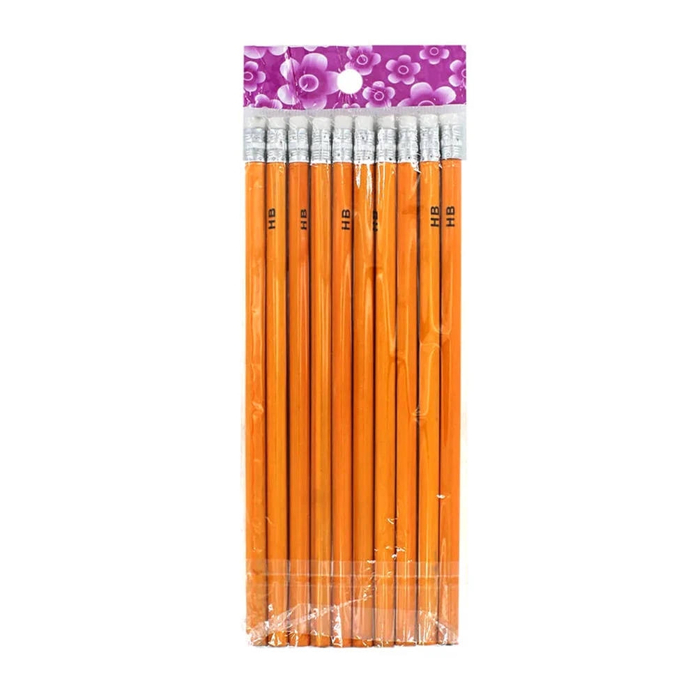 Paquete con 10 lápices de madera con goma borrador / x-97