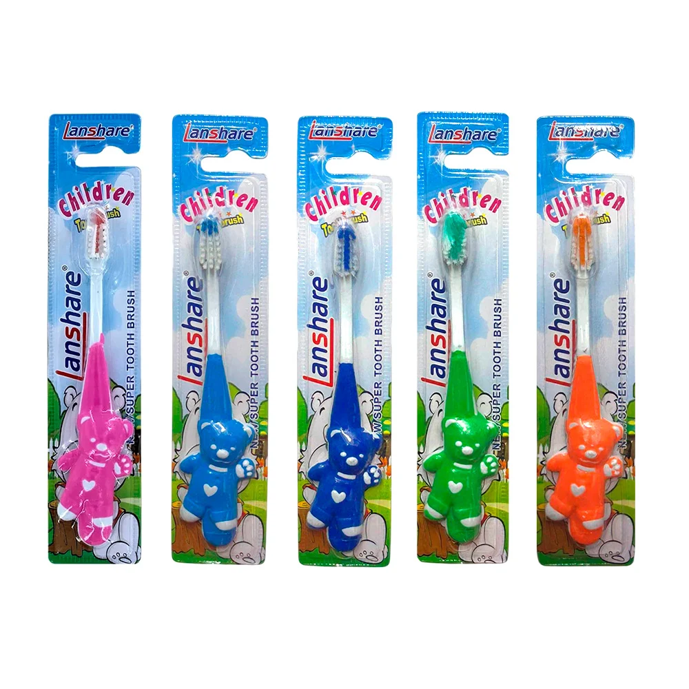 1pza Cepillo lanshare infantil de dientes con decoración de oso, vari…