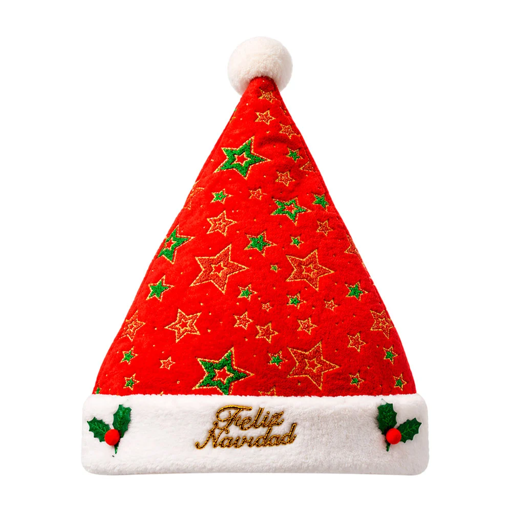 Gorro navideño con estrellas de diamantina frase de feliz navidad y d…