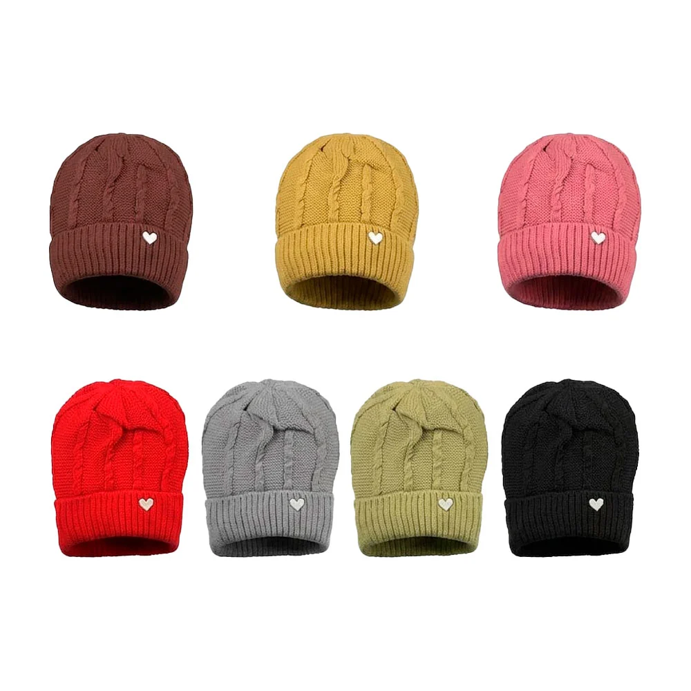 1pz gorro tejido, unitalla con forro afelpado, y placa de corazón, co…