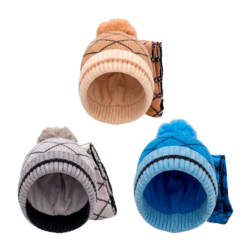 Gorro y bufanda afelpado con diseño de rombos, variedad de colores / …